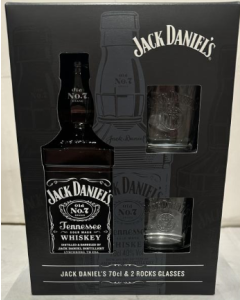 Виски Джек Дениелс Теннесси №7 0,7л + 2 стакана (уп-ка 6 бут)